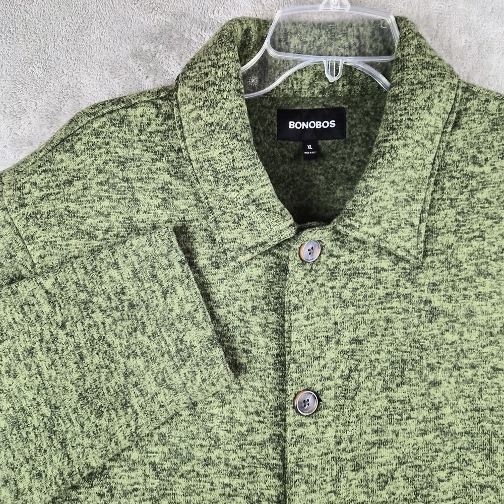 Bonobos Sweater Jacket Mens XL Green Button Front Fleece Field Barn Shacket